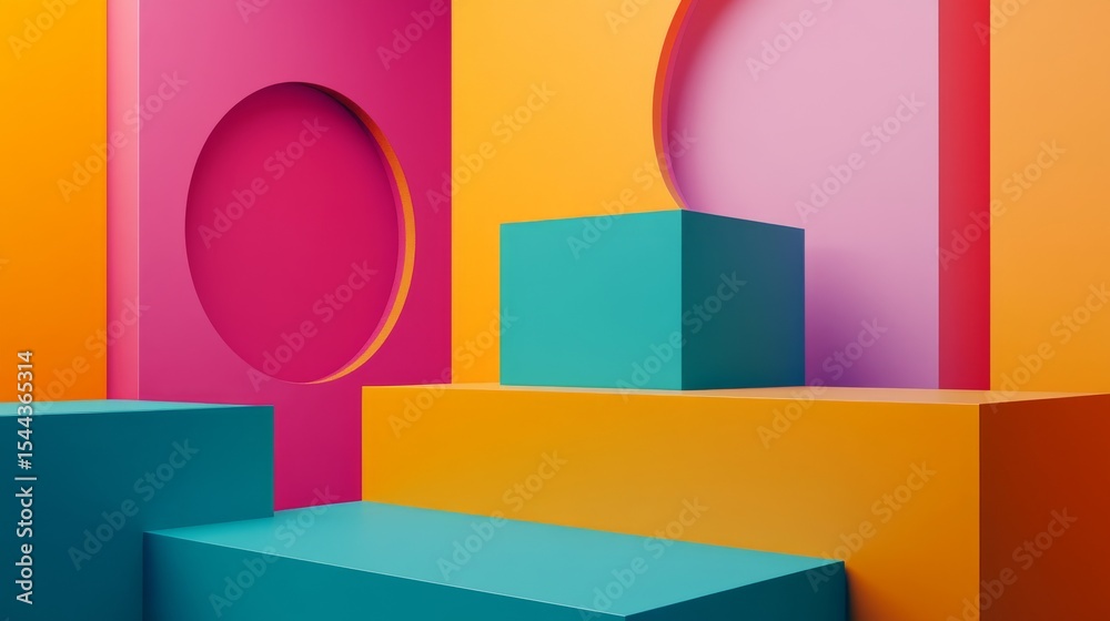 Sticker vibrant geometric shapes come alive in a colorful abstract design. bold colors and unique forms insp