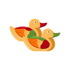Kireogi or Won, Korean wedding ducks. Pair of Mandarin wooden ducks symbol of peace, family, and fidelity