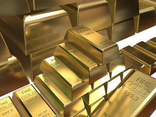 golden gold investment bars isolated for background - 3d rendering