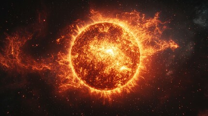 Fiery sun, intense solar flares