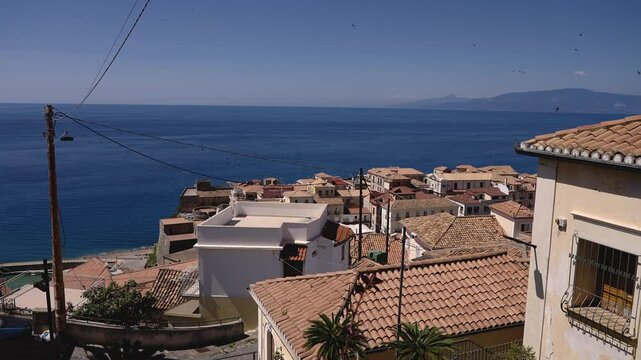 Traditional Calabrian architecture characterizes Pizzo Calabro, a charming town perched on a cliff overlooking the Tyrrhenian Sea