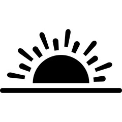 Fototapeta premium Sunset Symbol with Horizon Line. Simple Vector Silhouette