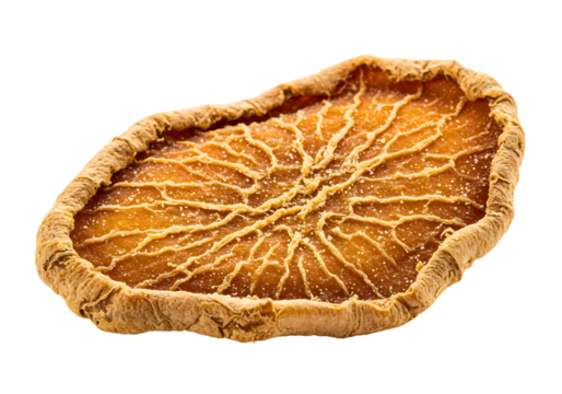 Closeup of a single dehydrated sweet potato slice