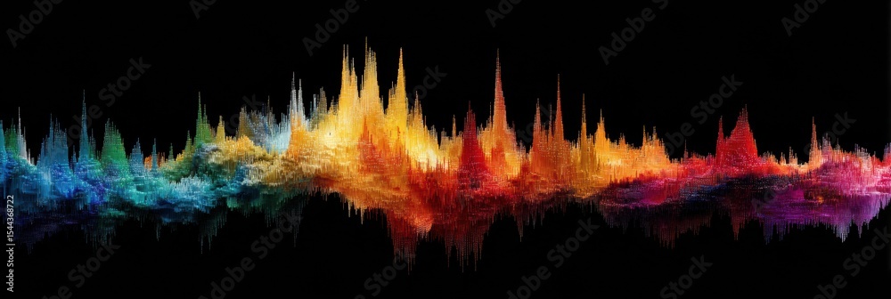 Poster colorful audio waveforms showcase differences in latin music genres through vibrant visual represent