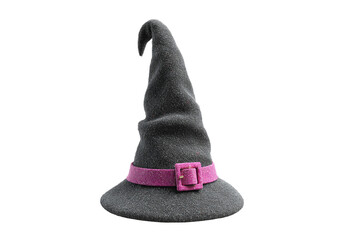 Witchs hat halloween costume accessory dark grey pink buckle, On Transparent Background, Png Image