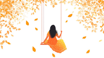 Simple colorful illustration for the Teej festival isolated on white background
