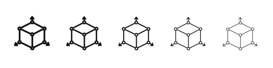 3D modeling icon vector outline set illustration sign