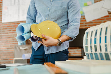 Architect engineer office concept. Architecture engineering plan. Construction plans.
