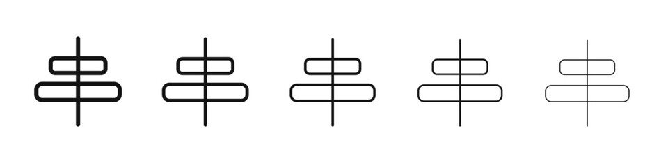 Align center icon vector outline set illustration sign