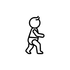 Baby taking first steps icon in black line style
