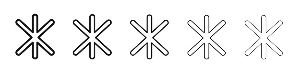Asterisk icon vector outline set illustration sign