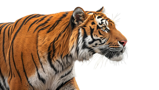 Tiger wildlife animal bengal tiger big cat feline predator nature carnivore zoo mammal portrait wildlife tiger isolated on transparent background