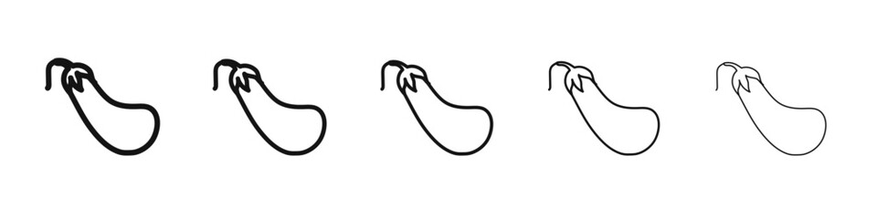 aubergine icon vector outline set illustration sign