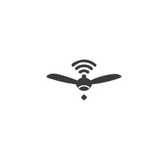 Fototapeta premium Smart Ceiling Fan Ceiling Fan Icon with Wifi Signal Vector Silhouette Flat Icon Design