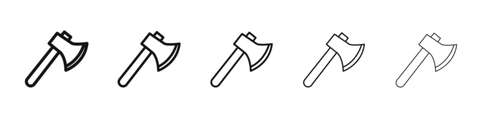 Axe icon vector outline set illustration sign