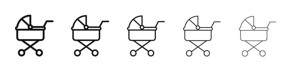 Baby carriage icon vector outline set illustration sign