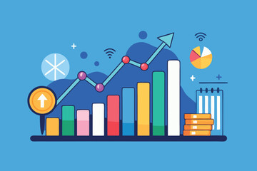 Data visualization of financial growth with graphs and charts in a modern design