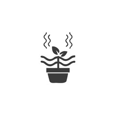Smart Plant Waterer Plant Pot Icon with Water Droplet Symbol Vector Silhouette Flat Icon Design