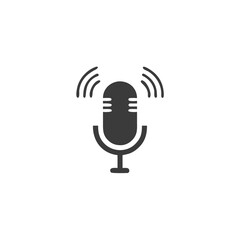 Voice Activated Appliance Microphone Icon with Kitchen Symbol Vector Silhouette Flat Icon Design