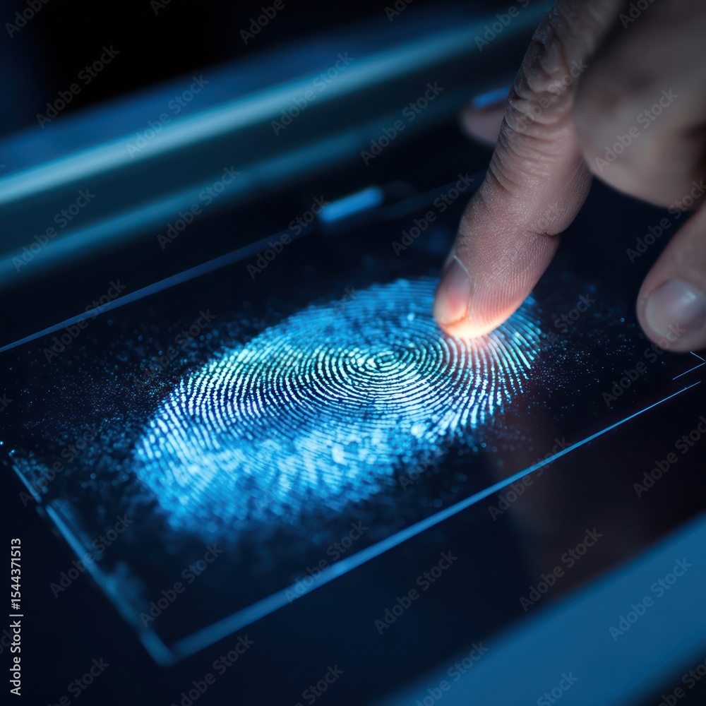 Poster digital surface used to scan and measure fingerprints, offering secure biometric verification.