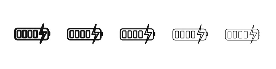 Battery fast charge icon vector outline set illustration sign