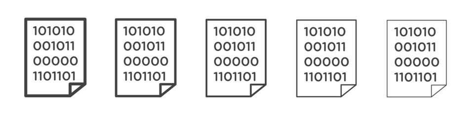 Binary code icon vector outline set illustration sign
