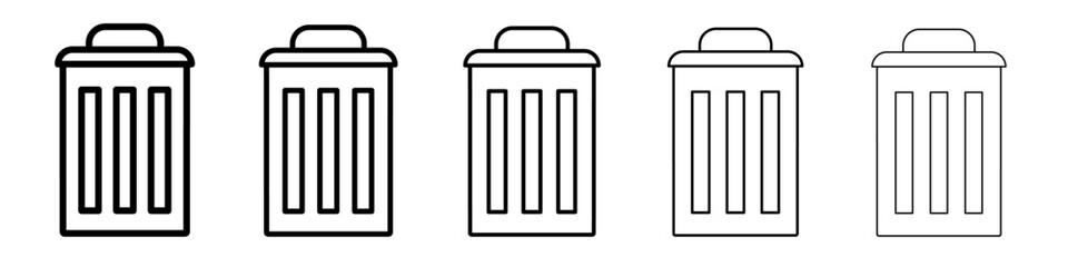 Bin icon vector outline set illustration sign