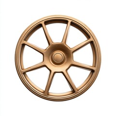 Obraz premium Gold Eight Spoke Wheel on White Background