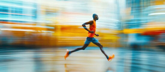 Man Running in City Speed Blur