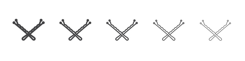 Bobby pin icon vector outline set illustration sign