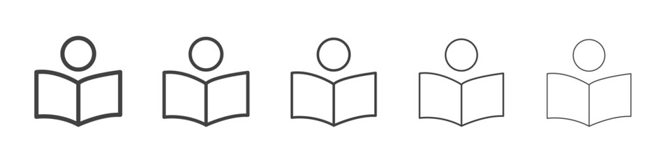 Book open reader icon vector outline set illustration sign