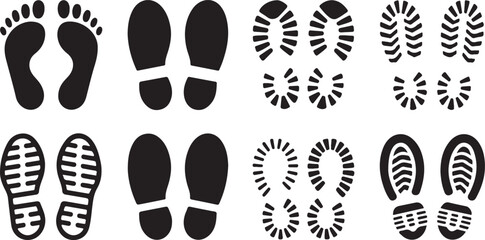 Footwear and trail footprint icons for signage, maps, and activity tracking