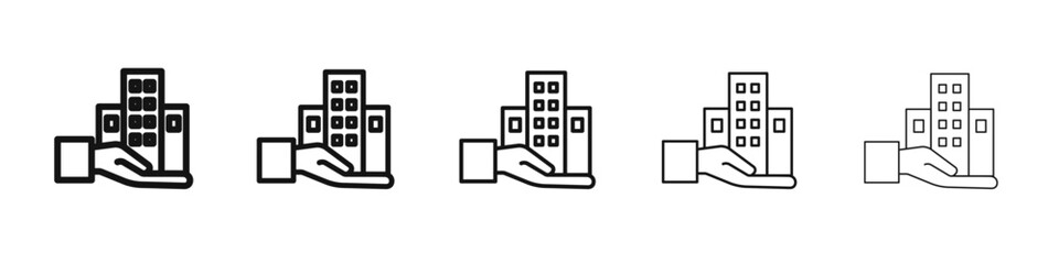 Building ownership icon vector outline set illustration sign
