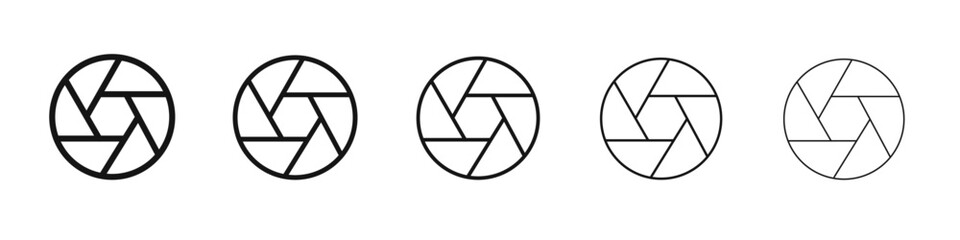 Camera shutter icon vector outline set illustration sign