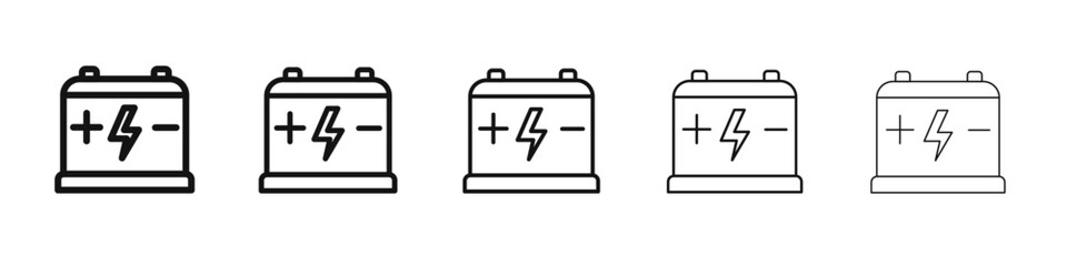 Car battery icon vector outline set illustration sign