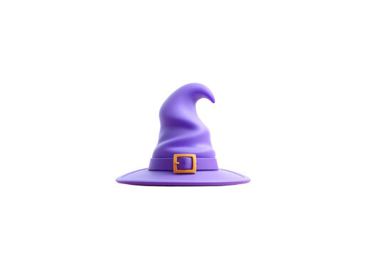 Purple witch hat halloween 3d render isolated black background, On Transparent Background, Png Image