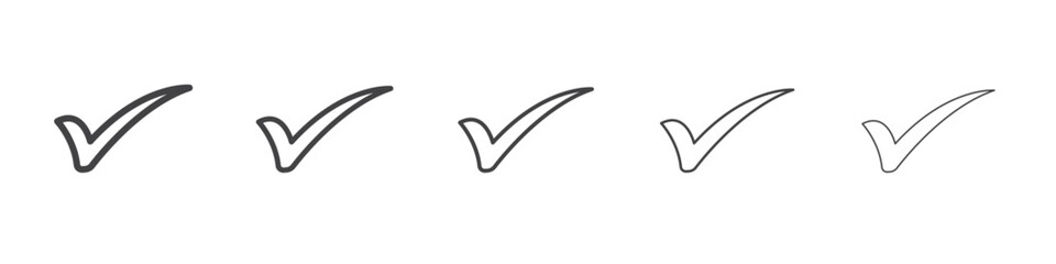 Check mark icon vector outline set illustration sign