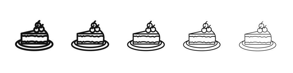 Cheesecake icon vector outline set illustration sign