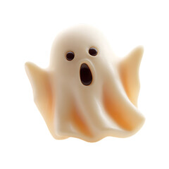 Cute cartoon ghost character isolated on transparent background