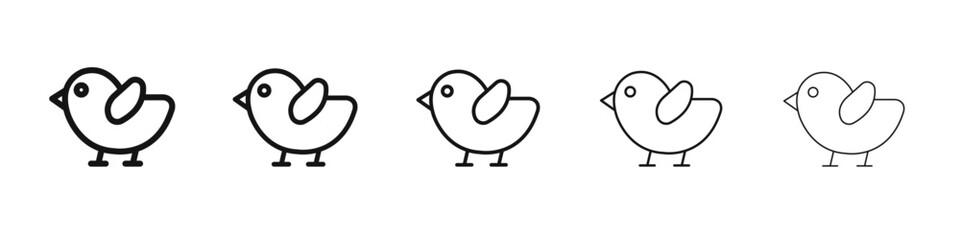 Chick icon vector outline set illustration sign