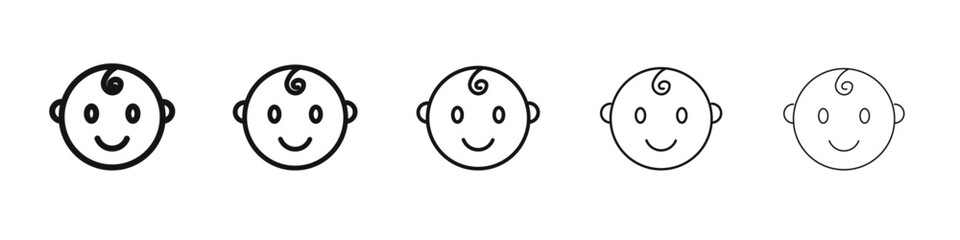 Fototapeta premium Child face icon vector outline set illustration sign