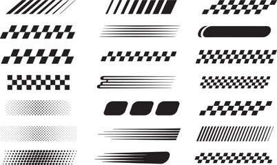 Vector Racing Borders Stripes, Flags, & Speed Lines