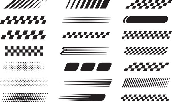 Vector Racing Borders Stripes, Flags, & Speed Lines