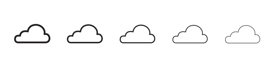 Cloud icon vector outline set illustration sign