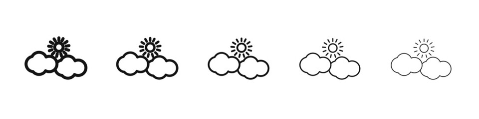 Cloud sun icon vector outline set illustration sign