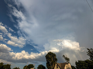 Structured thundershower over a small town on the American great plains.