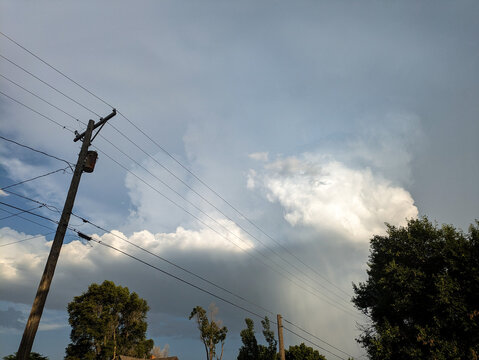 Structured thundershower over a small town on the American great plains.