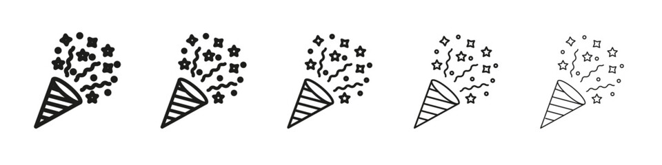 Confetti party popper icon vector outline set illustration sign