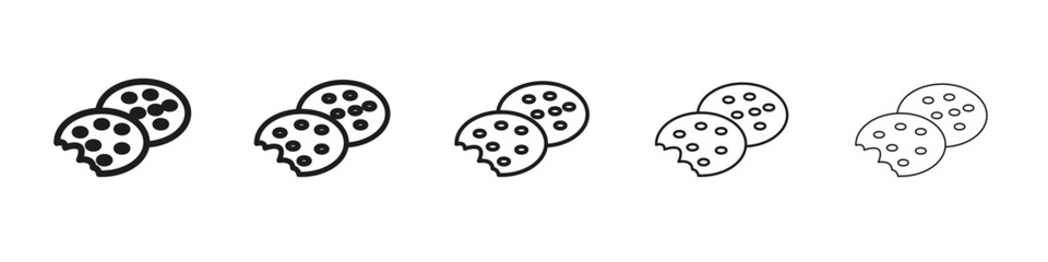 Cookie icon vector outline set illustration sign