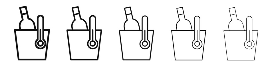 cooling wine bottle icon vector outline set illustration sign